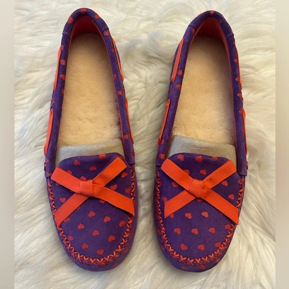 UGG Purple and Red Heart Slippers - Picture 1 of 8